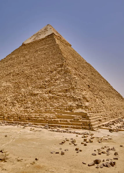 Pirâmide Khafre Pirâmide Chephren Segunda Mais Alta Das Pirâmides Egípcias — Fotografia de Stock
