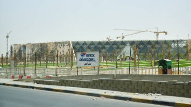 Giza Platosu, Kahire / Mısır - 25 Mayıs 2019: Yeni Büyük Mısır Müzesi 'nin (Giza Müzesi) inşaatı, antik Mısır eserleri müzesinin 2020 yılında Mısır' ın Kahire kentinde açılması planlanıyor.