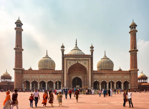 デリー インド 10月2 2019 Masjid Jahan Numa インド最大のモスクの1つである旧デリーのJama Masjidモスク — ストック写真