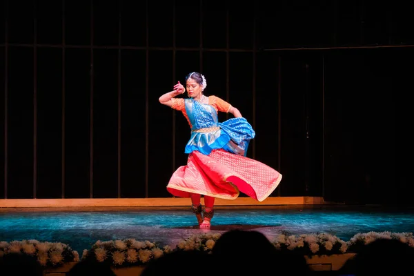 Delhi Índia Setembro 2019 Apresentação Clássica Dança Indiana Kathak Nova — Fotografia de Stock