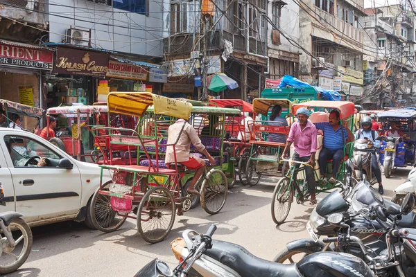 New Delhi Indie Września 2019 Przekrwienie Komunikacyjne Chandni Chowk Ruchliwej — Zdjęcie stockowe