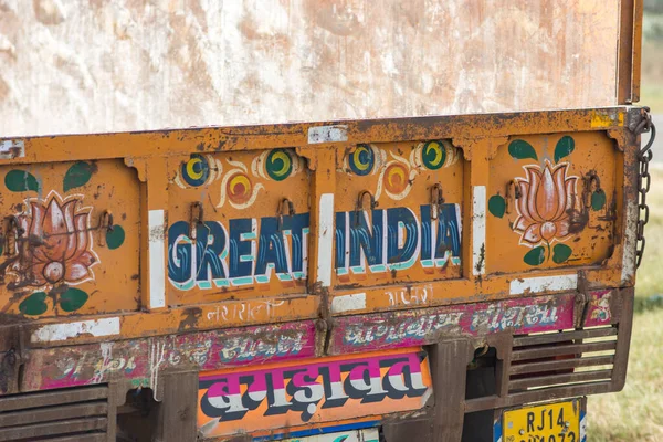 Jaipur Rajasthan India September 2019 Colorfully Decorated Indian Truck Delhi — Stock Photo, Image