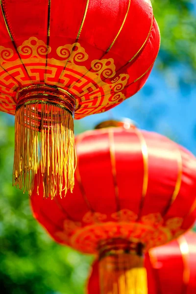 Lanternas Vermelhas Penduradas Celebração Dia Nacional China Pequim China — Fotografia de Stock