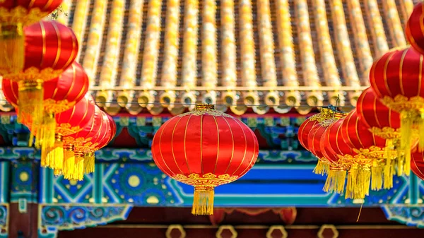 Lanternas Vermelhas Penduradas Celebração Dia Nacional China Pequim China — Fotografia de Stock