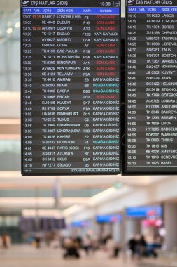 Türkiye 'deki İstanbul Havalimanı İstanbul Havalimanı' nda uçuş bilgileri panosu
