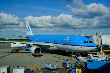 Amsterdam / Hollanda - 7 Ekim 2018: KLM Hollanda Kraliyet Havayolları Airbus A330-203 Amsterdam Havalimanı Schiphol