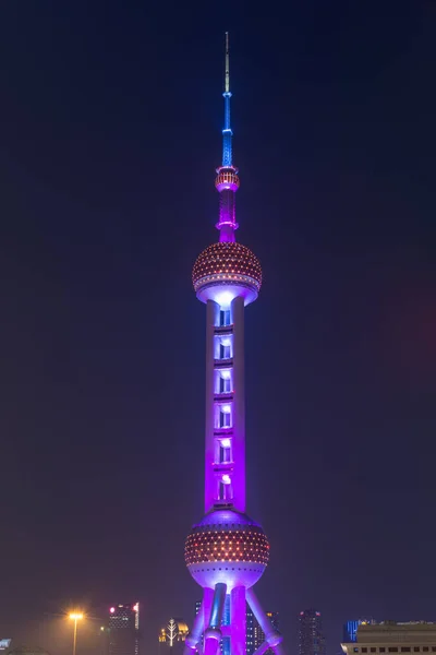 Shanghai Kina Juli 2015 Nattutsikt Över Oriental Pearl Tower Pudong — Stockfoto