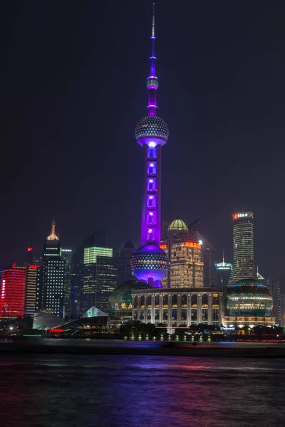 Shanghai Kína Július 2015 Éjszakai Kilátás Keleti Pearl Tower Pudong — Stock Fotó