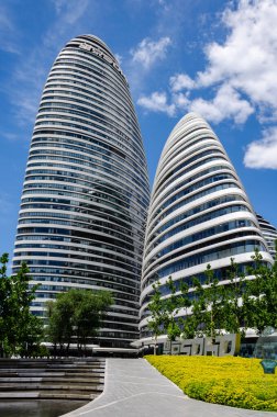 Pekin / Çin - 11 Haziran 2016: Wangjing SOHO ofis kompleksi Pekin, Çin