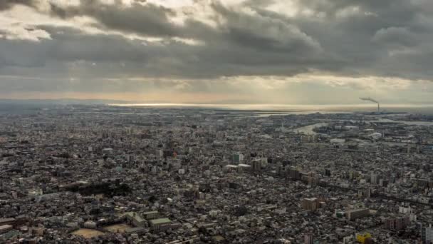 Osaka Şehrinin Zaman Aralığı Abeno Harukas Havadan Görünüşü Japonya Daki — Stok video