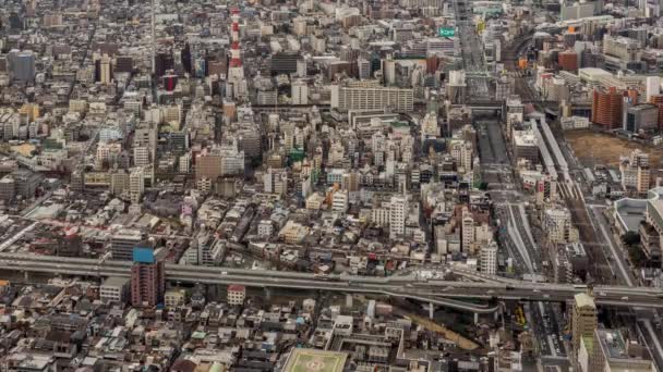 Time Lapse Osaka Cityscape Aerial View Abeno Harukas 300 Tallest — Stock Video