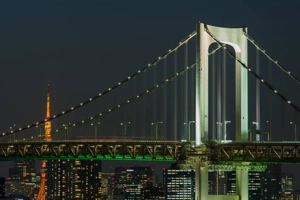 Ponte Arcobaleno Tokyo Tower Con Paesaggio Urbano Tokyo Notte Giappone — Foto Stock