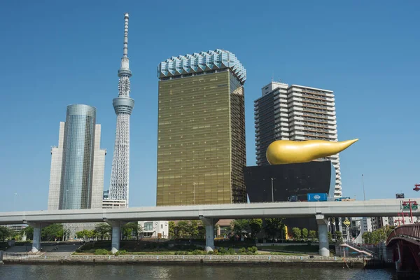 Τόκιο Ιαπωνία Απριλίου 2018 Τόκιο Skytree Asahi Beer Headquarters Building — Φωτογραφία Αρχείου