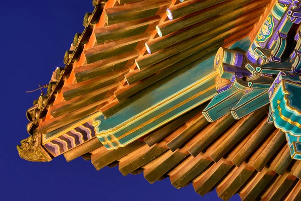 Dak Details Verlichte Boeddhistische Pagode Top Van Het Jingshan Park — Stockfoto