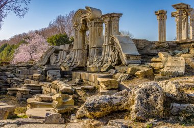 Eski Yaz Sarayı 'nın (Yuanmingyuan) kalıntıları, Çin' in Pekin kentindeki saraylar ve bahçeler kompleksi, İkinci Afyon Savaşı sırasında 1860 yılında Anglo-Fransız güçleri tarafından yok edildi.