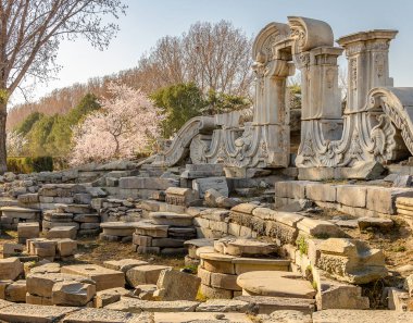 Eski Yaz Sarayı 'nın (Yuanmingyuan) kalıntıları, Çin' in Pekin kentindeki saraylar ve bahçeler kompleksi, İkinci Afyon Savaşı sırasında 1860 yılında Anglo-Fransız güçleri tarafından yok edildi.
