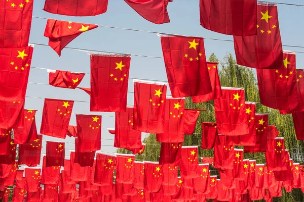 Flaggen Der Volksrepublik China Die Während Des Nationalfeiertags Peking Einem — Stockfoto