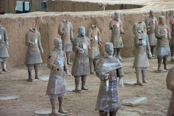 Exército Terracota Escavou Esculturas Terracota Retratando Exércitos Primeiro Imperador China — Fotografia de Stock