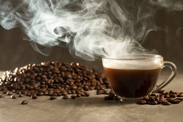 Coffee Cup Smoke Rosasted Smoke Steam Coffee Bean — Stock Photo, Image