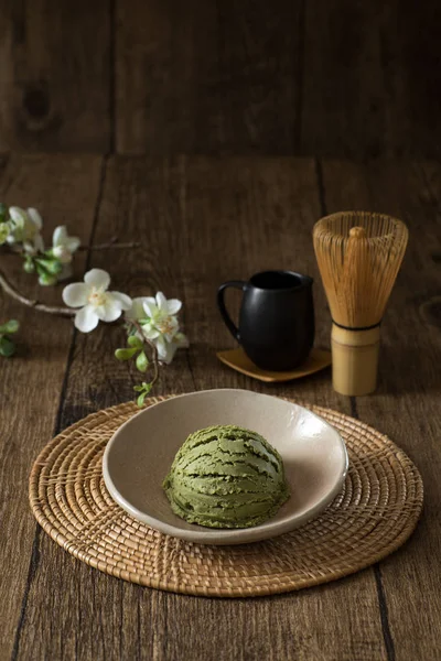 Matcha Sorvete Japonês Estilo Decoração Tatami Tradicional Doce Frio Fotos De Bancos De Imagens Sem Royalties