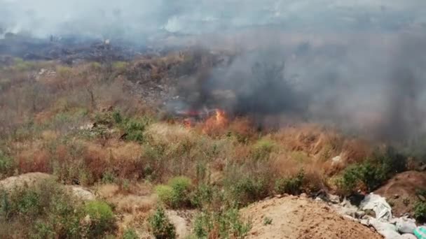 Vidéo Brûlure Illégale Déchets Fumée Toxique Feu Fumées Nuages Fumée — Video