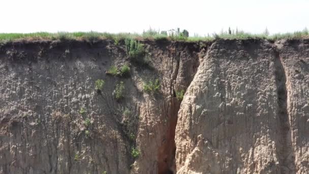 Part Coastline Black Sea Coast Odessa Landslide Zone Ruined Shore — Stock Video