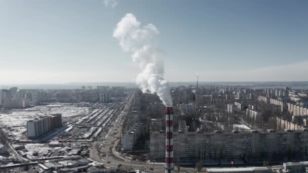 Vidéo Prise Par Drone Vue Aérienne Fumée Épaisse Provient Tuyau — Video