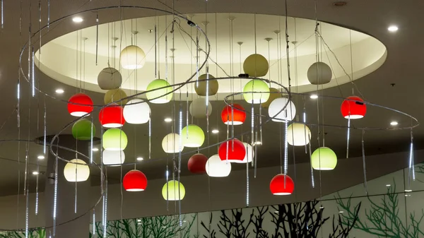 Decorative light bulbs in modern style. Multi-colored round lamp — 스톡 사진