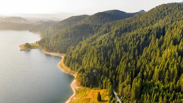 Vista Panorâmica Das Montanhas Lago Nevoeiro Bulgária Lagos Montanha Cercados — Fotografia de Stock