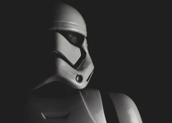 London UK - April 29 2020 - Black and white photo of a storm trooper from Star Wars — Stock Photo, Image