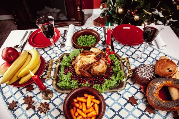 Christmas dinner by candlelight — Stock Photo, Image