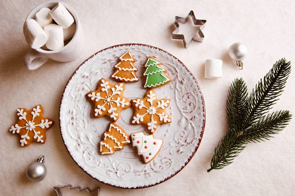 Karácsonyi háttér mézeskalács cookie-k — Stock Fotó