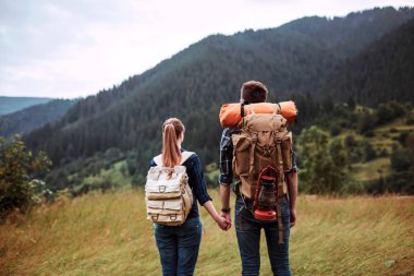 Bir kaç yürüyüşçü Hiking 