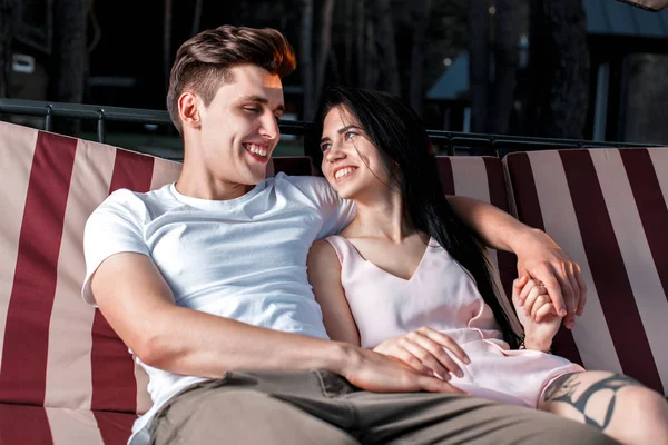 Beautiful young couple during a romantic date — Stock Photo, Image