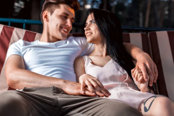 Beautiful young couple during a romantic date — Stock Photo, Image