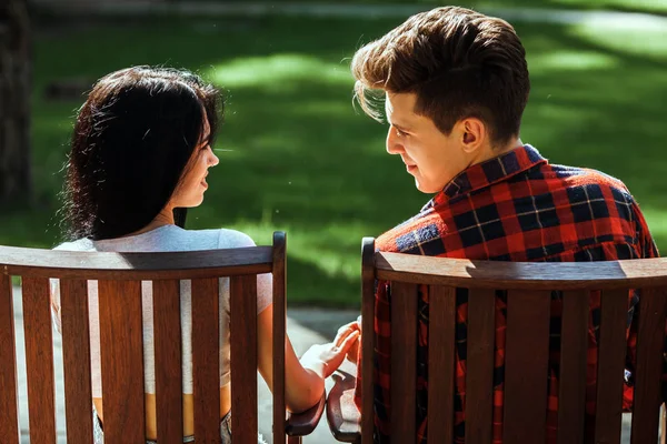 Beautiful young couple during a romantic date — Stock Photo, Image