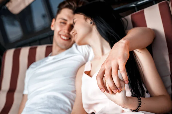 Beautiful young couple during a romantic date — Stock Photo, Image