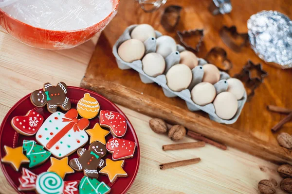 Kitchen utensils and ingredients for christmas — Stock Photo, Image