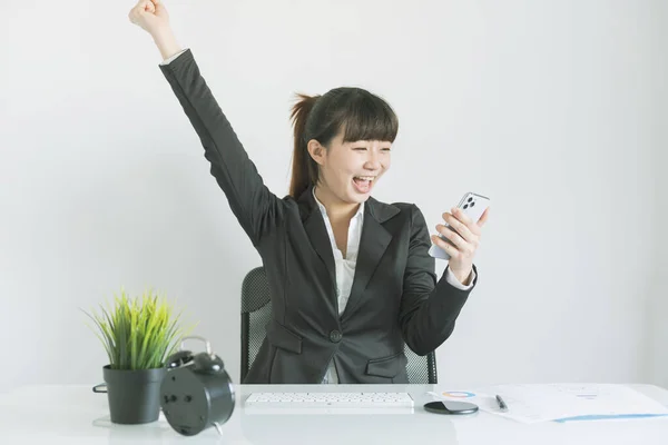 success business asian woman feel excited