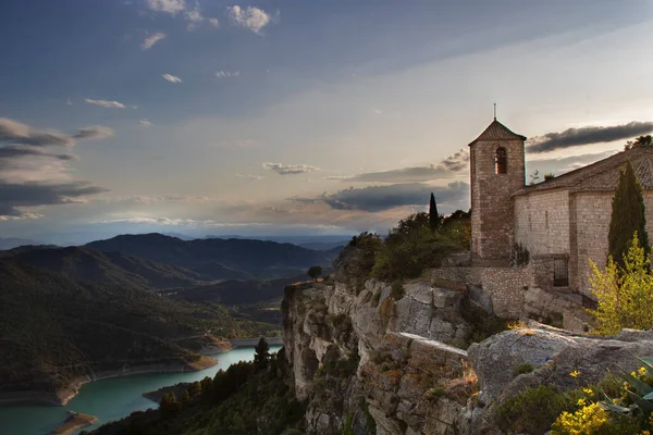 Kostel Horách Městě Siurana Nad Bažinou Siurana Katalánsku — Stock fotografie