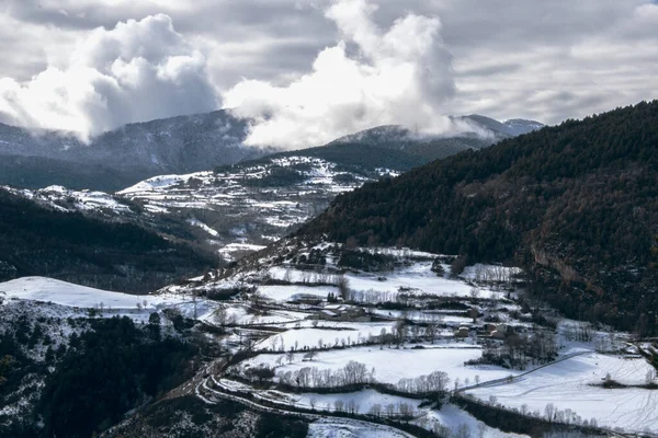 Montagnes Enneigées Ciel Nuageux Spectaculaire Dans Les Pyrénées Ribes Freser — Photo
