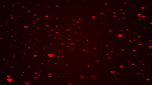 バレンタインデーのパターン 心散乱暗い背景に飛んでいます ロマンチックな気分のシンボル 3Dイラスト — ストック写真