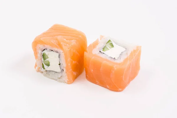 寿司は白地に転がる 寿司ロール寿司メニュー — ストック写真