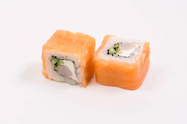 Sushi Rollt Auf Weißem Hintergrund Sushi Roll Sushi Menü — Stockfoto