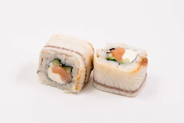 Sushi Roule Sur Fond Blanc Menu Sushi Roll Sushi — Photo