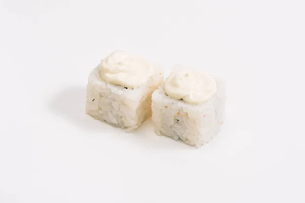 Sushi Toczy Się Białym Tle Sushi Roll Menu Sushi — Zdjęcie stockowe