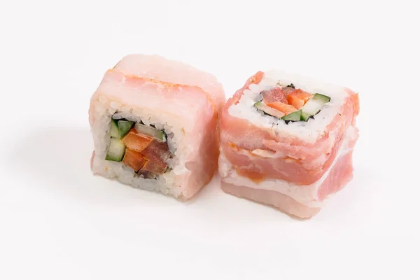 Sushi Rollt Auf Weißem Hintergrund Sushi Roll Sushi Menü — Stockfoto