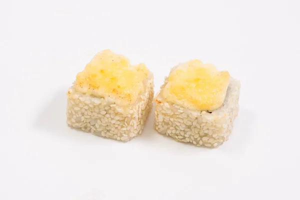 寿司は白地に転がる 寿司ロール寿司メニュー — ストック写真