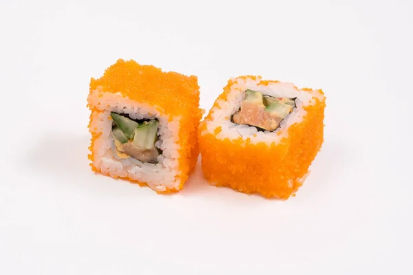 Sushi Rollt Auf Weißem Hintergrund Sushi Roll Sushi Menü — Stockfoto