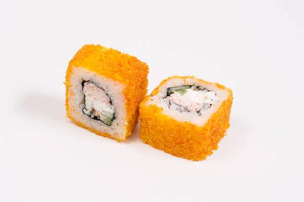 Rollos Sushi Sobre Fondo Blanco Sushi Roll Sushi Menú — Foto de Stock